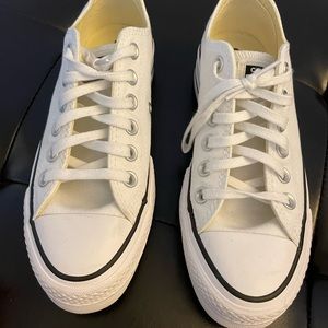 White, platform, low top convers